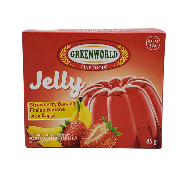 گرین ورلد -- ژله موز و توت فرنگی ۸۵ گرم