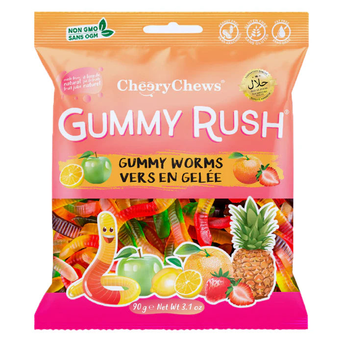 Gummy Rush Fizzy Cheries Worms 175g